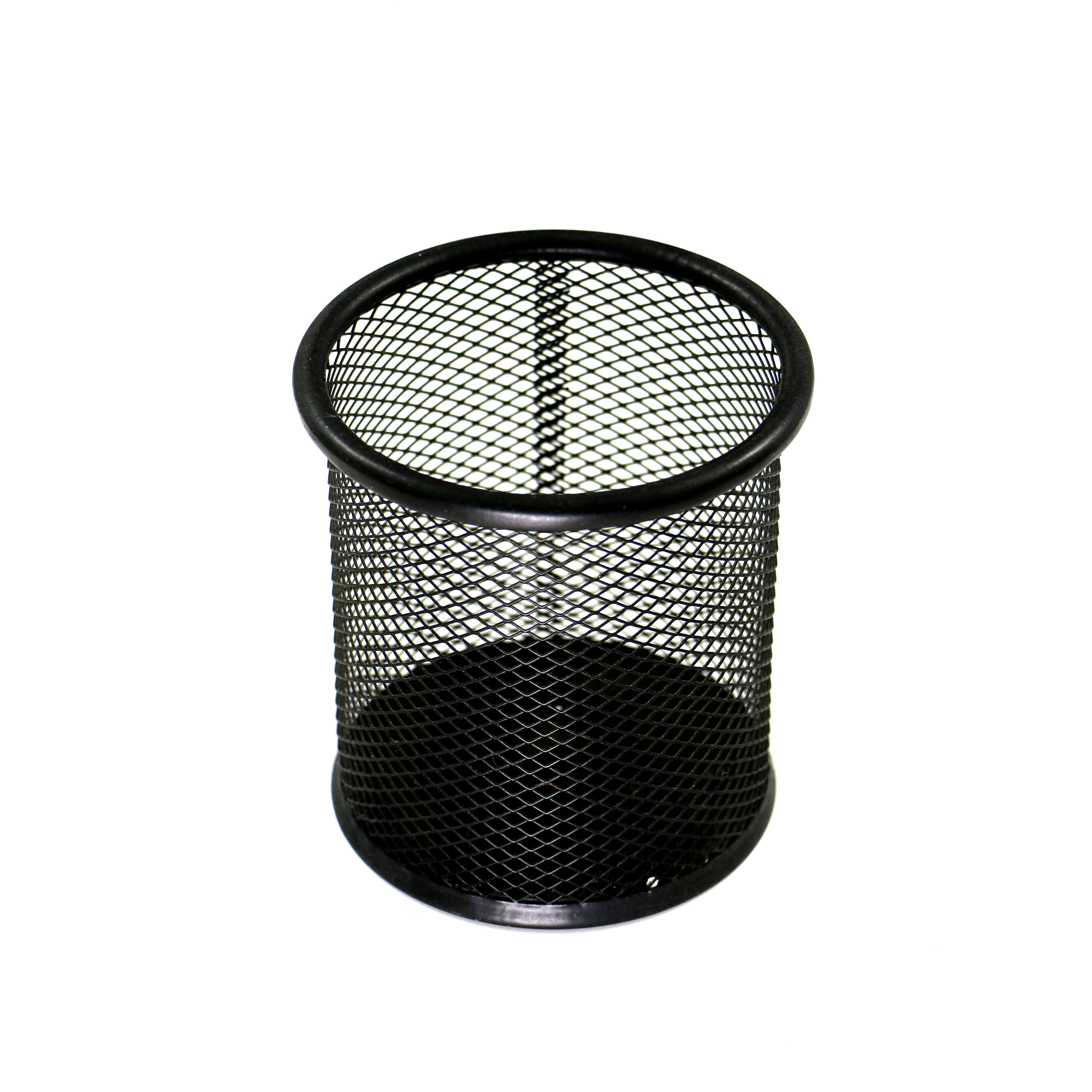 WIDENY Wholesale Office Desktop Round Metal Wire Mesh Black Pencil Pen Holder for School Brown Box 0.17kg