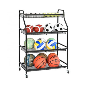 Household Basketball Rack Ball Sports Equipment Storage Rolling Rack Large Capacity Garage Sports Equipment Organizer