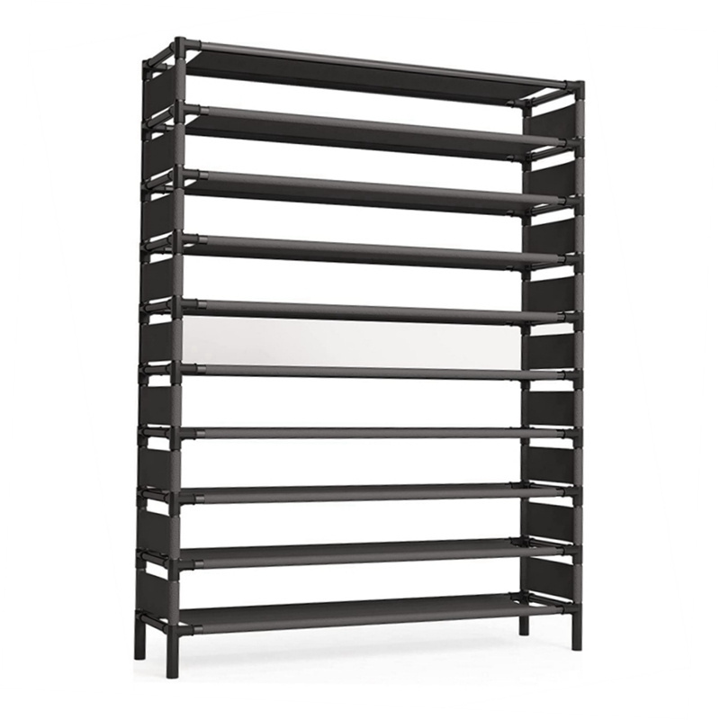 Cheap Metal Black Large Capacity  Size 10 Tiers Tall Shoe Shelf Shoe Rack For 100 packs Shoes