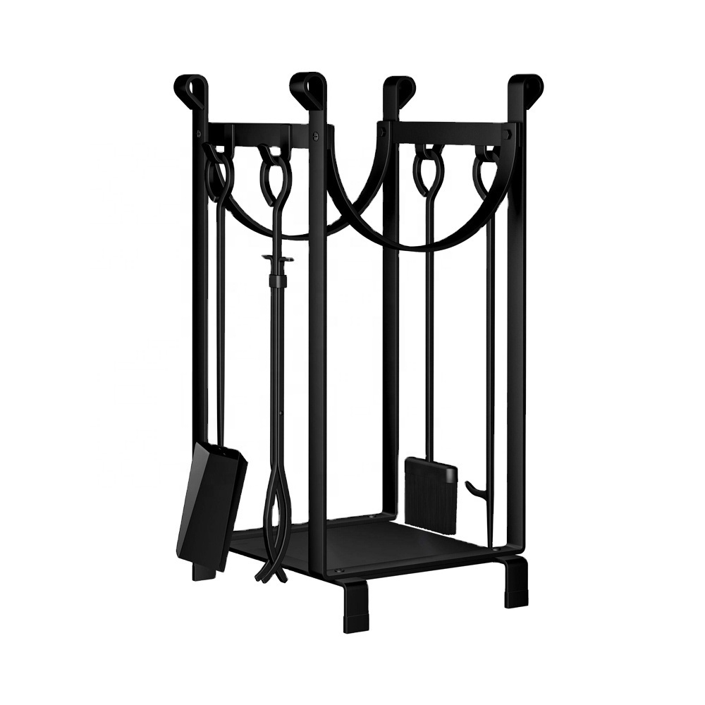 Best Choice Black Wrought Iron Tall Indoor Outdoor Fireplace Log Holders Lumber Storage Rack For Tool