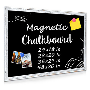 Wideny Vintage White Framed Decorative Blackboard Hanging Chalk Board 24" x 36" Magnetic Chalkboard for Wall