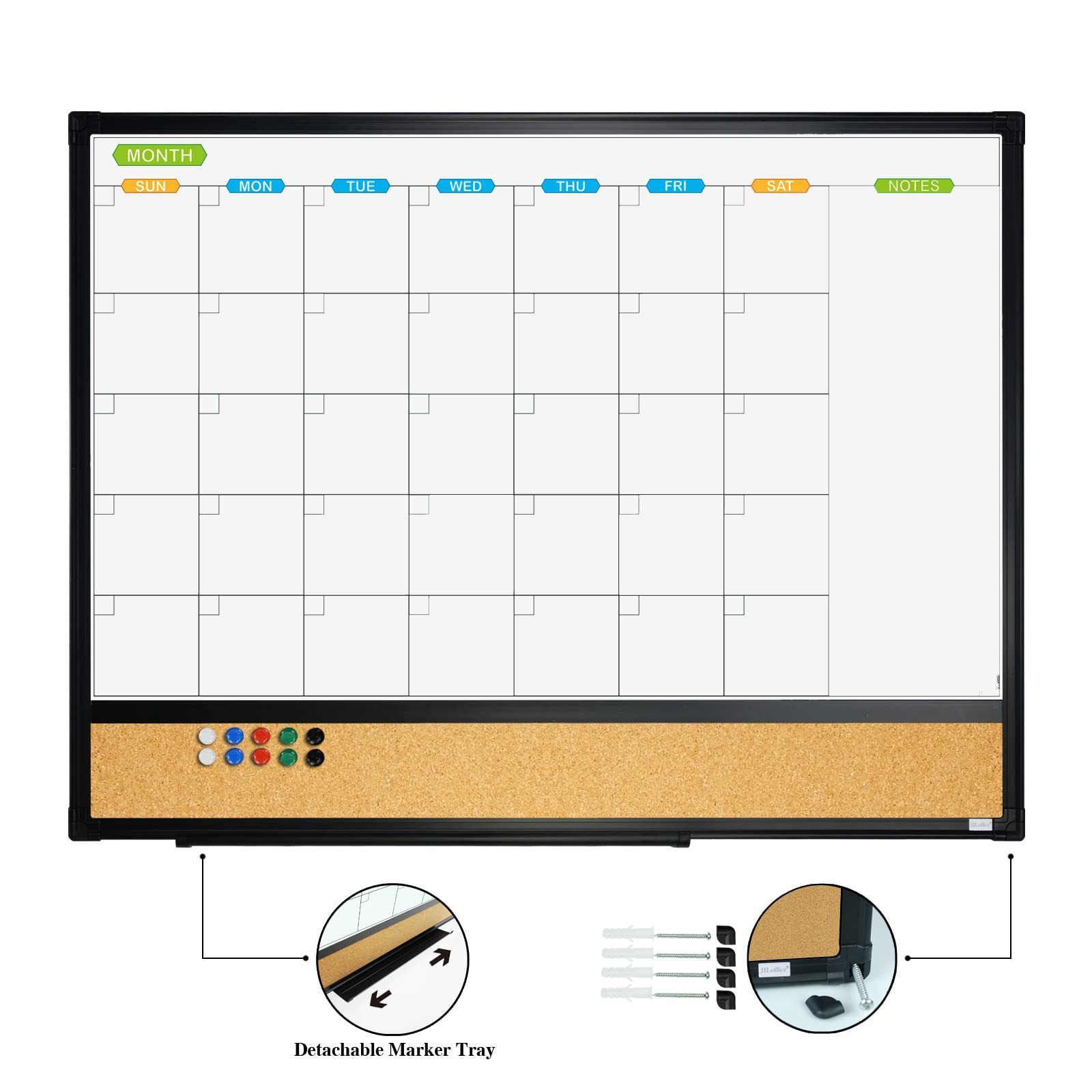 Magnetic Weekly Calendar Planner Aluminum Frame Dry Erase Wall Mounted Whiteboard for Office Home