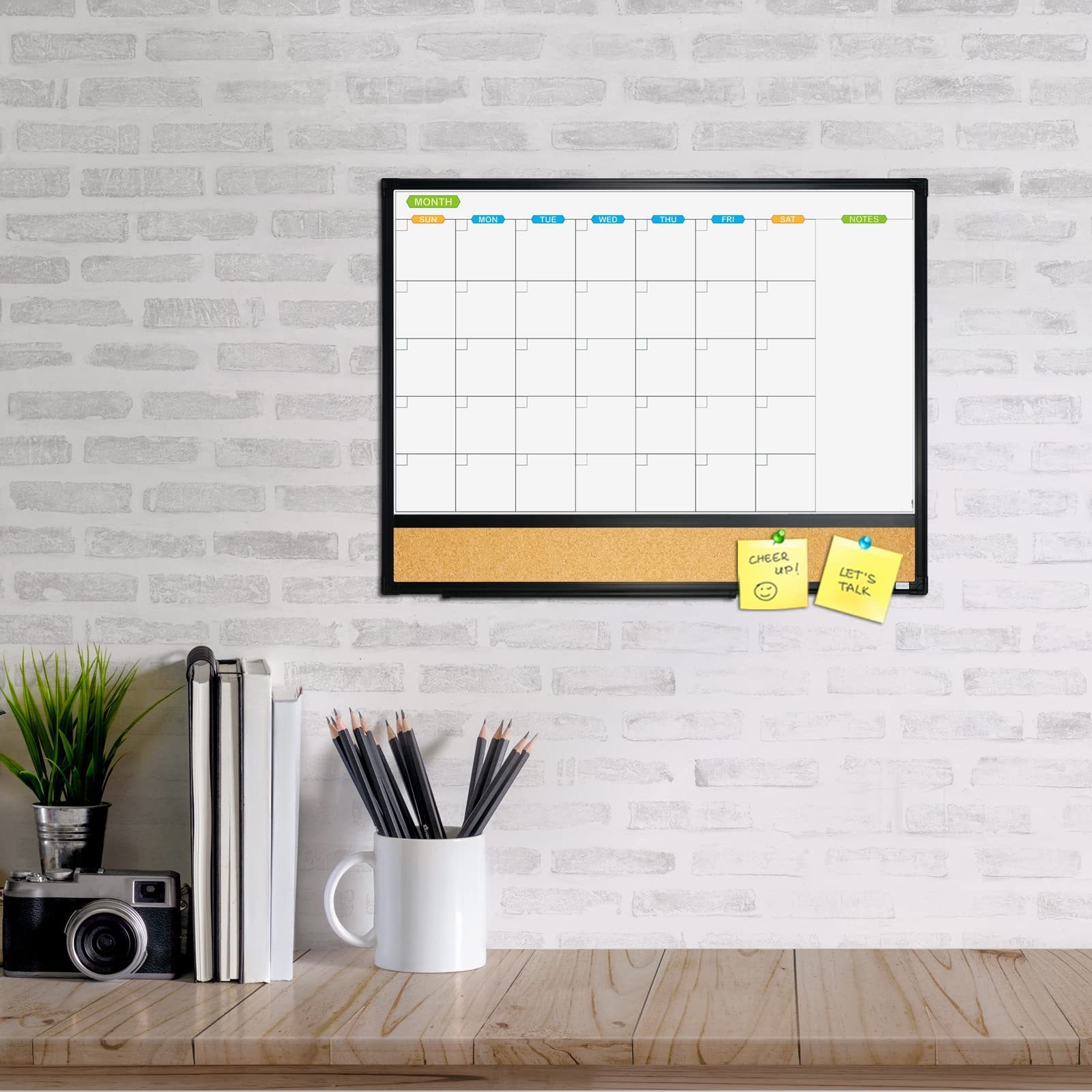 Magnetic Weekly Calendar Planner Aluminum Frame Dry Erase Wall Mounted Whiteboard for Office Home