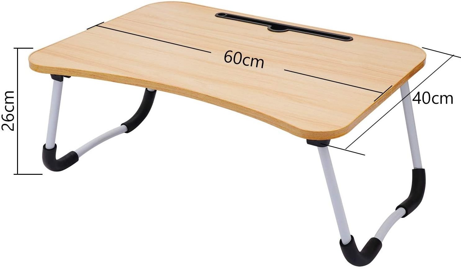 WIDENY Folding Breakfast Table 60 x 40 cm Laptop Stand Lap Standing Wooden Computer Metal Gaming Desk