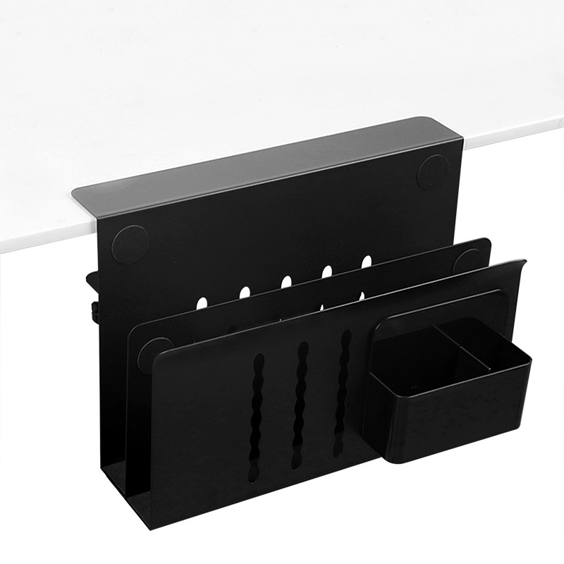 Desk Side Storage Rack No Drill Cable Management Tray Hanging Desk Organizer Laptop Stand Bracket