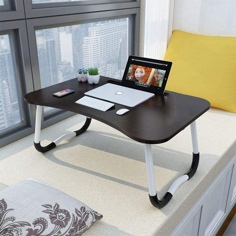 Portable Laptop Bed Tray Table Notebook Stand Reading Holder,  wooden bed Table with Foldable Legs & Cup Slot