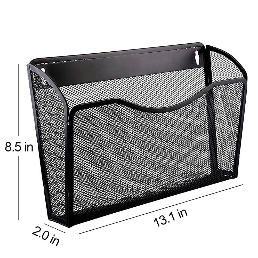 Wholesale Wideny Office Metal wire mesh decktop black table letter document paper 3pcs Hanging Wall Mounted File Holder