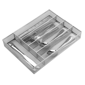 High Quality Non-slip Foam Feet Silver Drawer Organizer Cutlery Tray Silverware Flatware Storage Divider for Kitchen