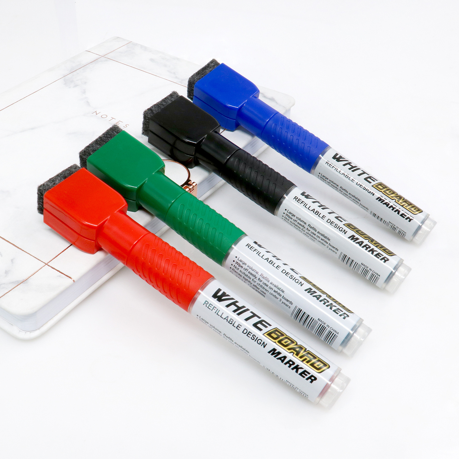 Customized Logo Dry Erase Pen, Magnetic Refillable Whiteboard Marker with Erase for Whiteboard Writing