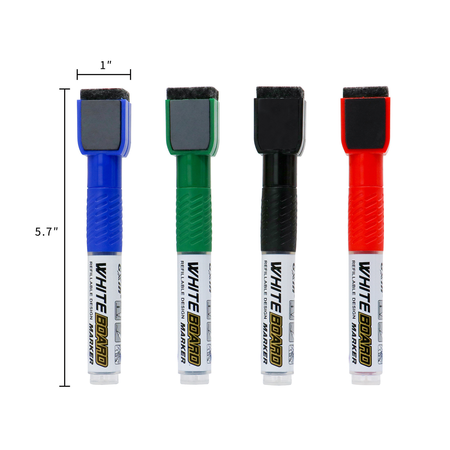 Customized Logo Dry Erase Pen, Magnetic Refillable Whiteboard Marker with Erase for Whiteboard Writing