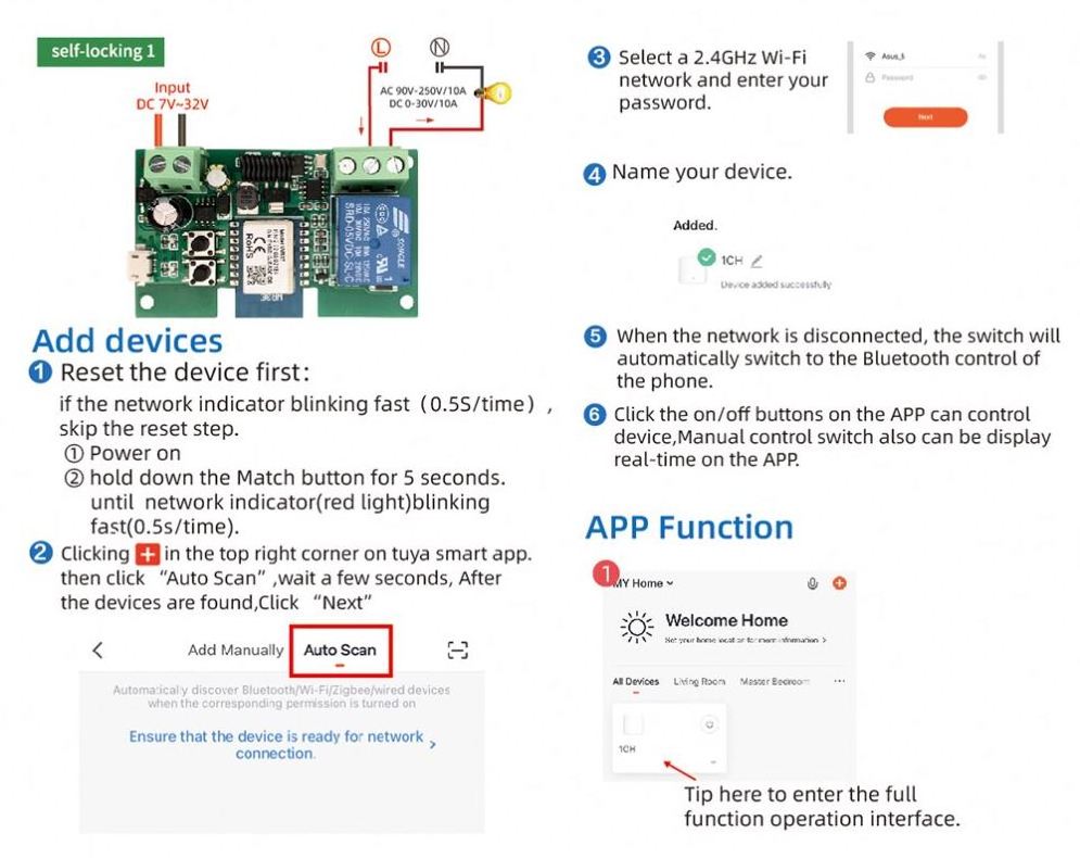 433 Mhz Tuya Wifi Wireless Remote Control Switch 12V 24V Relay Receiver Module and RF Transmitter Electronic Lock Control