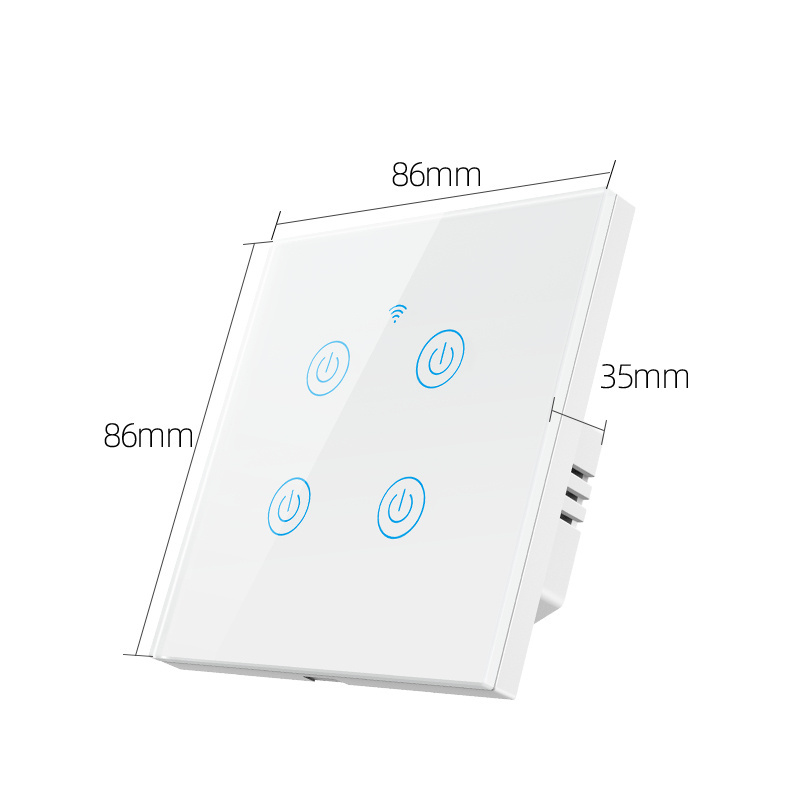 European Standard Smart Wifi Touch Switch Voice Control Smart Wifi Wall Switch 1 2 3 4 Gang Tuya Light Switches