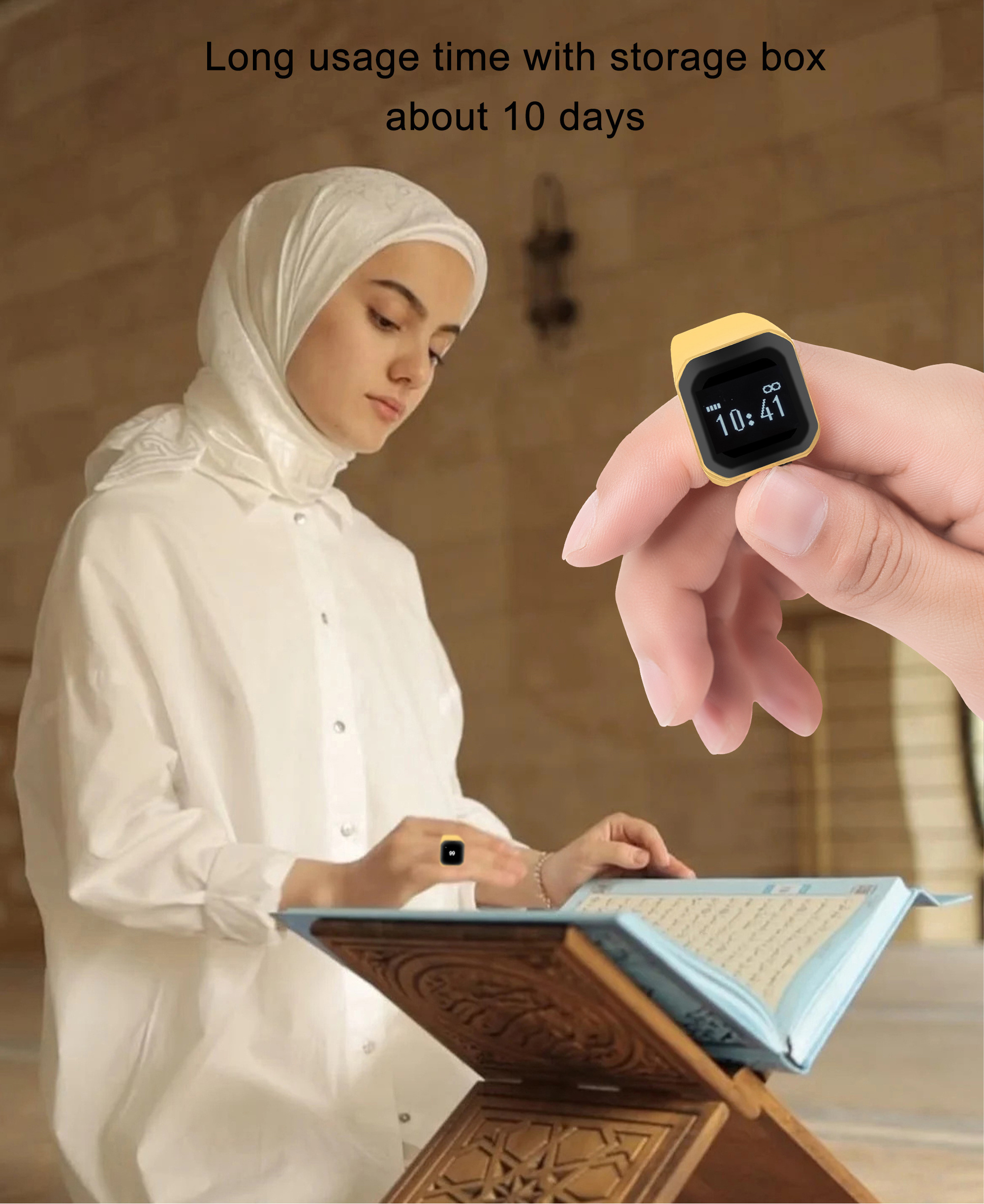 Muslim Prayer smart tasbih counting ring finger counter function men BT smart tasbeeh BSTWSH zikr rings with Charging box