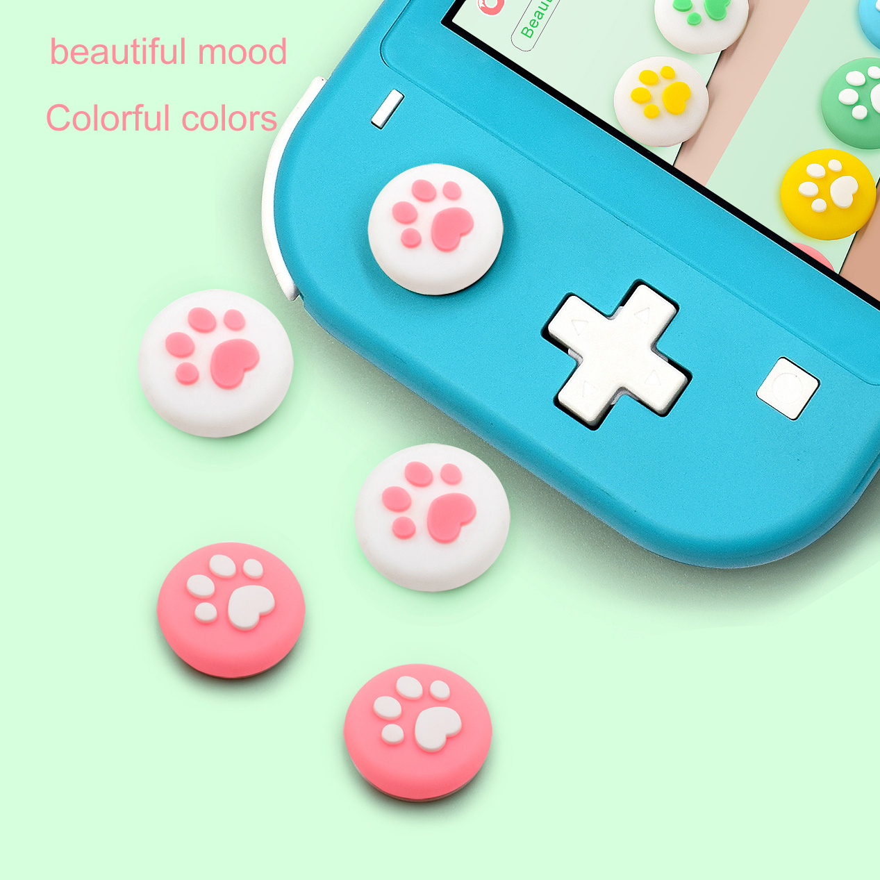 Cute Controller Thumb Grip Cap For Nintendo Switch Lite Joystick Button Cover Pink Joy Con Button Cases Switch Accessories