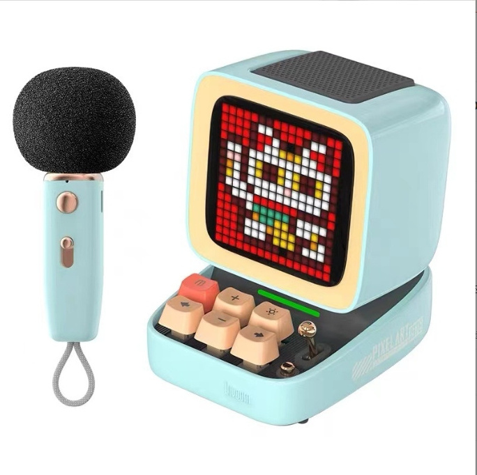 Divoom Ditoo-Mic Pixel Art Portable BT Speaker for PC with Wireless Karaoke Microphone BT5.0, Retro Design