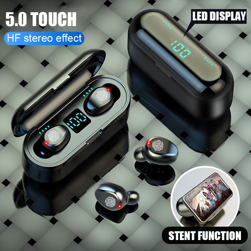 TWS F9 Wireless Earphones LED Display 2000mAh Sport Bluetooth 5.0 Headset 9D Stereo With Mic Super Bass Wireless Headphones