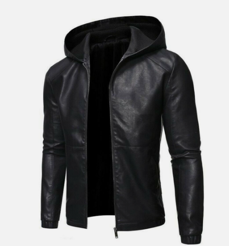 High Quality Custom Made Men's Biker Leather Jacket, Black Biker Real Leather Jacket with Hood For Men Made By Wigace Industry