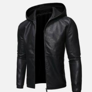 High Quality Custom Made Men's Biker Leather Jacket, Black Biker Real Leather Jacket with Hood For Men Made By Wigace Industry