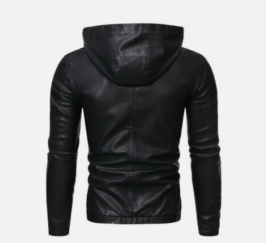 High Quality Custom Made Men's Biker Leather Jacket, Black Biker Real Leather Jacket with Hood For Men Made By Wigace Industry