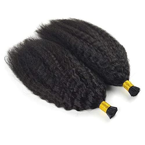 Micro links hair extension supplier 100% Unprocessed 12a Natural Black kinky straight remy human hair i tip hair extensions