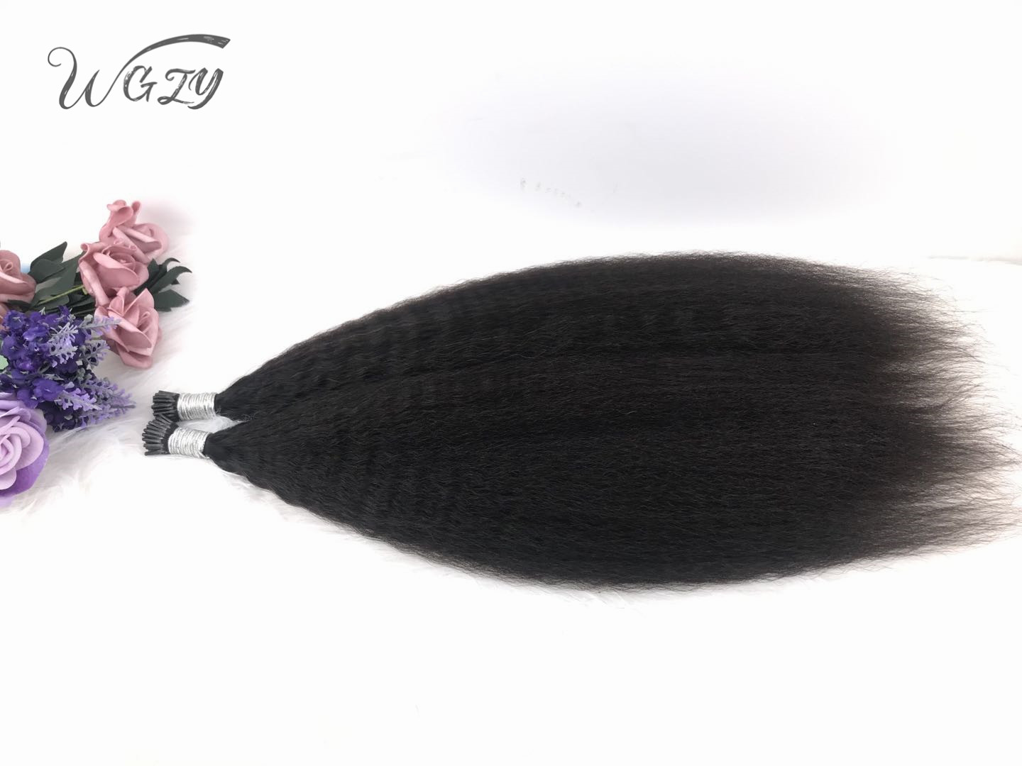 Micro links hair extension supplier 100% Unprocessed 12a Natural Black kinky straight remy human hair i tip hair extensions