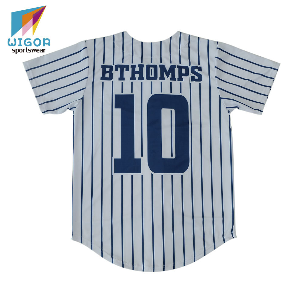 Coolmax Fabric Button Down Style Custom Men's Pinstripe Baseball Jersey