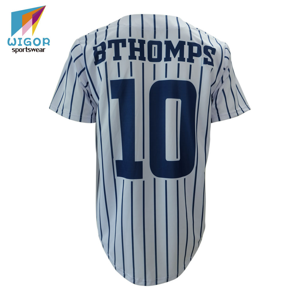 Coolmax Fabric Button Down Style Custom Men's Pinstripe Baseball Jersey