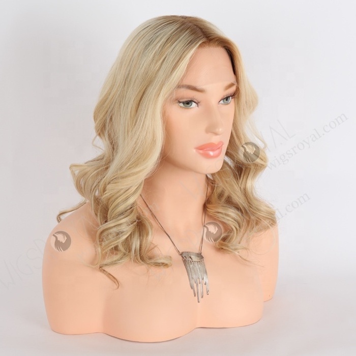 Gorgeous Blonde Loose Curly Full Head Hair Wig for Ladies Best Quality 14 Inch Double Drawn European Human Hair Wigs Caucasian