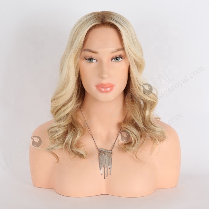 Gorgeous Blonde Loose Curly Full Head Hair Wig for Ladies Best Quality 14 Inch Double Drawn European Human Hair Wigs Caucasian