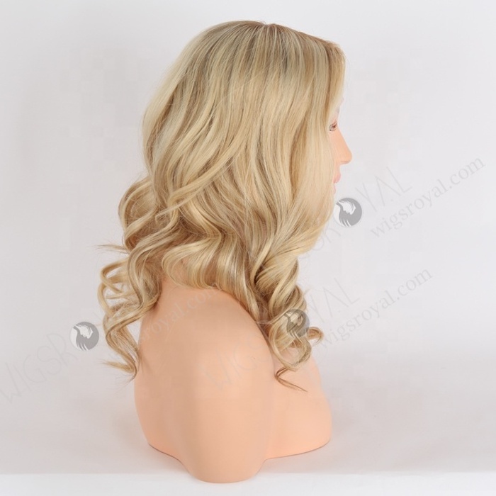 Gorgeous Blonde Loose Curly Full Head Hair Wig for Ladies Best Quality 14 Inch Double Drawn European Human Hair Wigs Caucasian