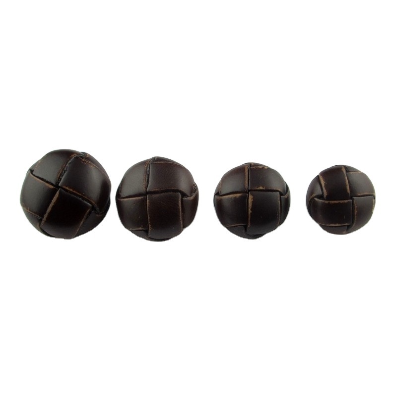 Brown color fashion real leather coat shank buttons