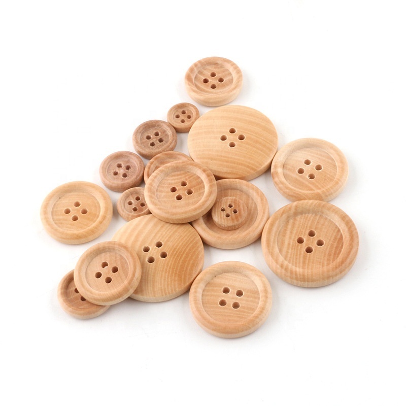 Production Wholesale Customized Brand Name  Custom  natural wood buttons wooden garment custom wood buttons