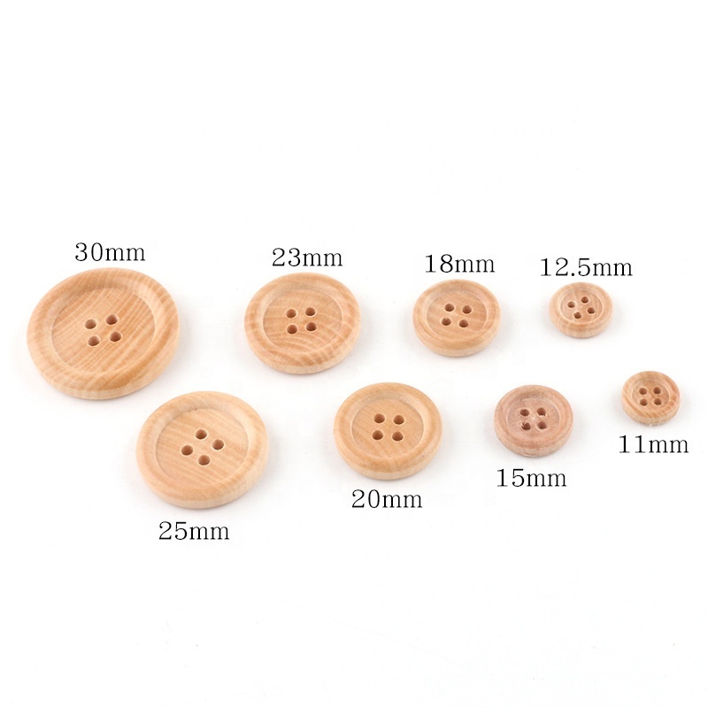 Production Wholesale Customized Brand Name  Custom  natural wood buttons wooden garment custom wood buttons