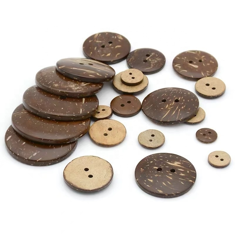 Coconut Shell Buttons Raw Natural Round Polishing Sustainable Eco Wear Coconut Button Coconut Button 50 Mm Nature Color Flatback