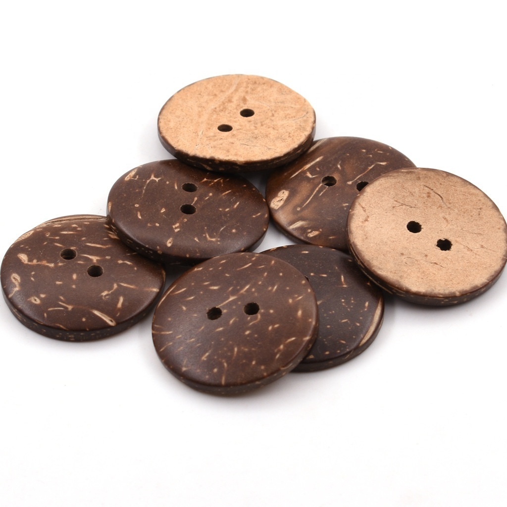 Coconut Shell Buttons Raw Natural Round Polishing Sustainable Eco Wear Coconut Button Coconut Button 50 Mm Nature Color Flatback