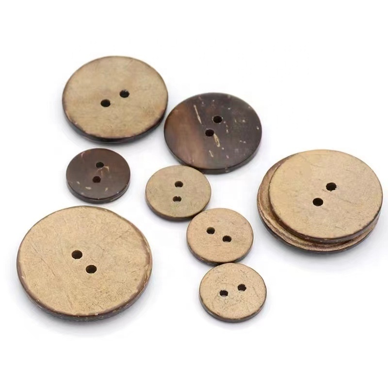 Coconut Shell Buttons Raw Natural Round Polishing Sustainable Eco Wear Coconut Button Coconut Button 50 Mm Nature Color Flatback