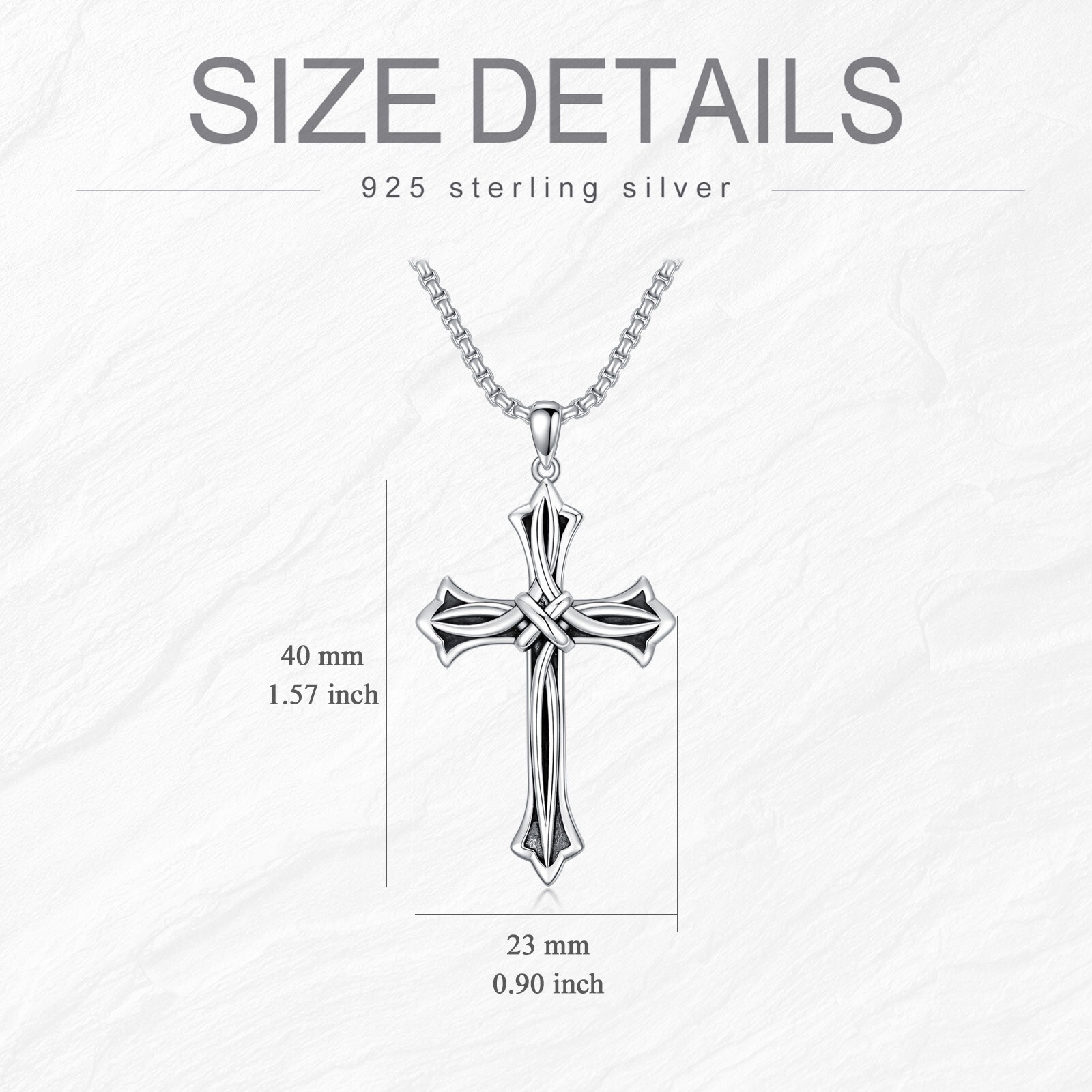 High Quality 925 Silver Vintage Silver Oxide Celtic Knot Cross Pendant Stainless Steel Chain Necklace For Men