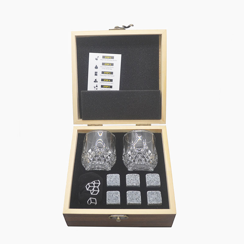 Custom Old Fashioned Whiskey Glass and Stones Gift Set for Men Wooden Box