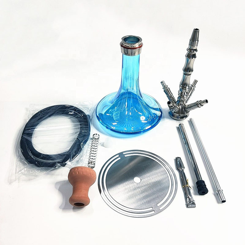 Wildcamp fancy Blue Hookah Shisha Edelstahl Nargile Complete Set Stainless Steel Hookah with Everything