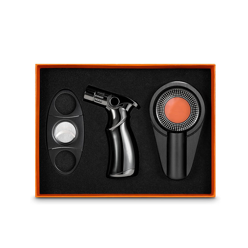 Wildcamp cocktail smoker kit torch luxury set cigar cutter lighter ashtray 3 pcs gift set