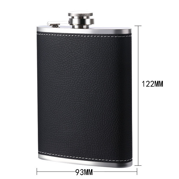 Hip Flask Whiskey Liquor Alcohol Leather Flasks Stainless Steel 6oz 8oz Mini Customized Logo Food Grade Paper Box or Gift Box