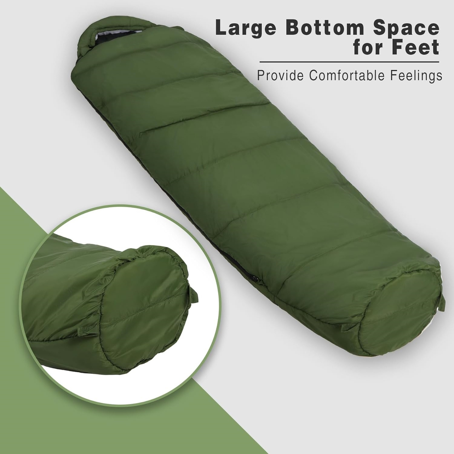 3 Season Ultra Lightweight Mummy Sleeping Bag for Backpacking Comfort for Adults Warm Weather with Compression Sack