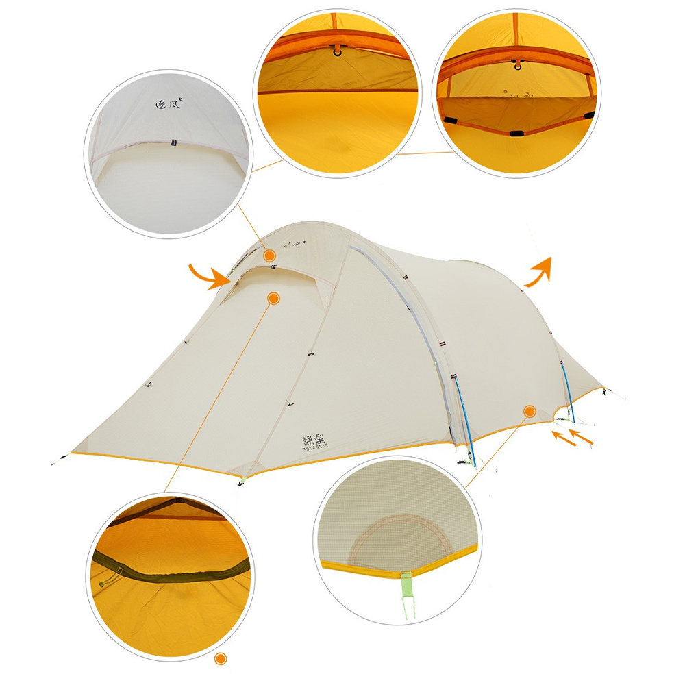 2P 20D Nylon Coated Silicone Fabric fun camp Tent Outdoor  Camping Mountaineering Tunnel  Tent