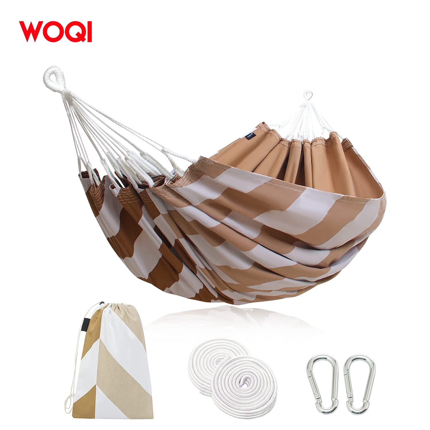 WOQI Durable Portable Indoor Cotton Hammock with Carry Bag for Bedroom Patio Backya Porch