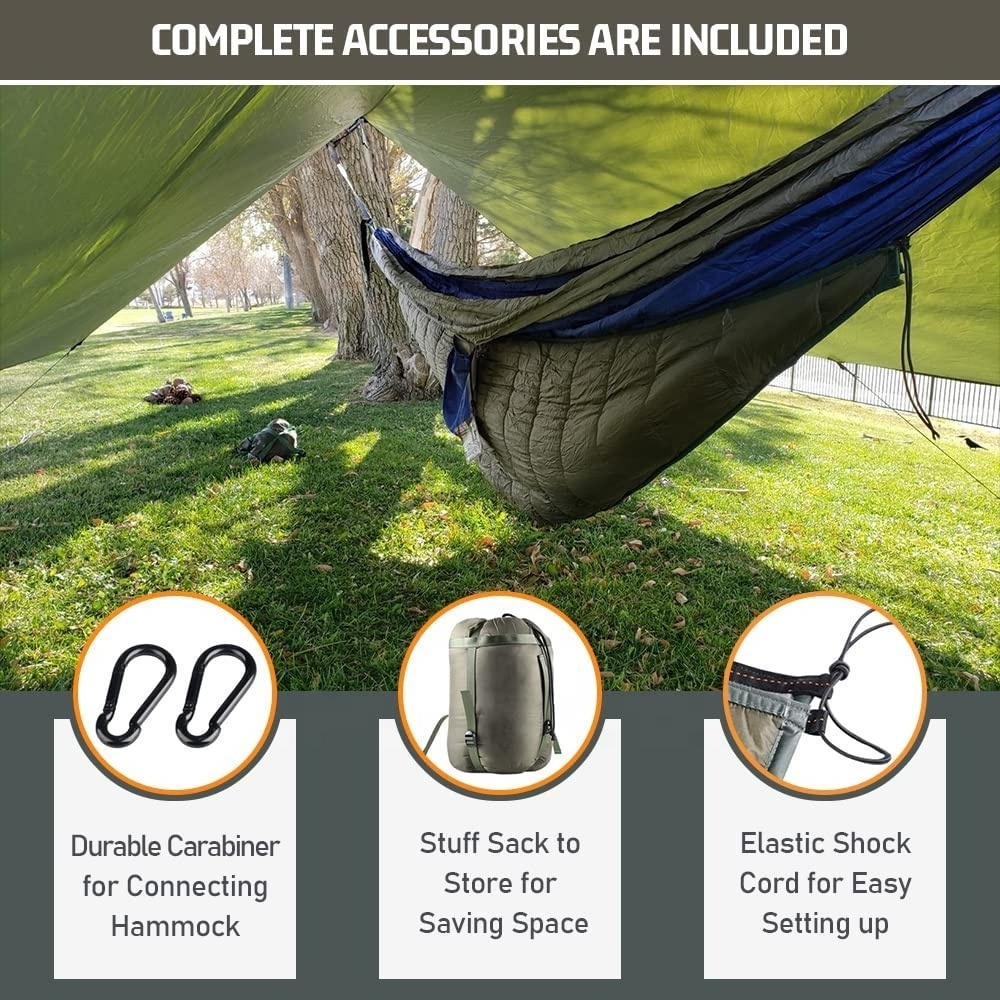 WOQI Lightweight Full Length Warm Insulation Under Quilt Large Size Portable Double nylon hammock