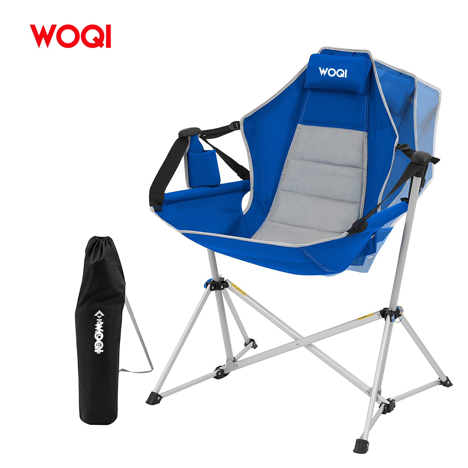 WOQI Folding Hammock Camping Chair Swing Rocking Chair Reclining Lounger Beach Chair for Outdoor Patio Lawn Backyard Picnic