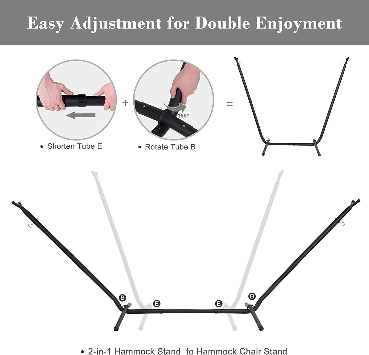 WOQI Wholesale Hot Sale Adjustable Heavy Duty Hammock Frame for Outdoor with Carry Bag