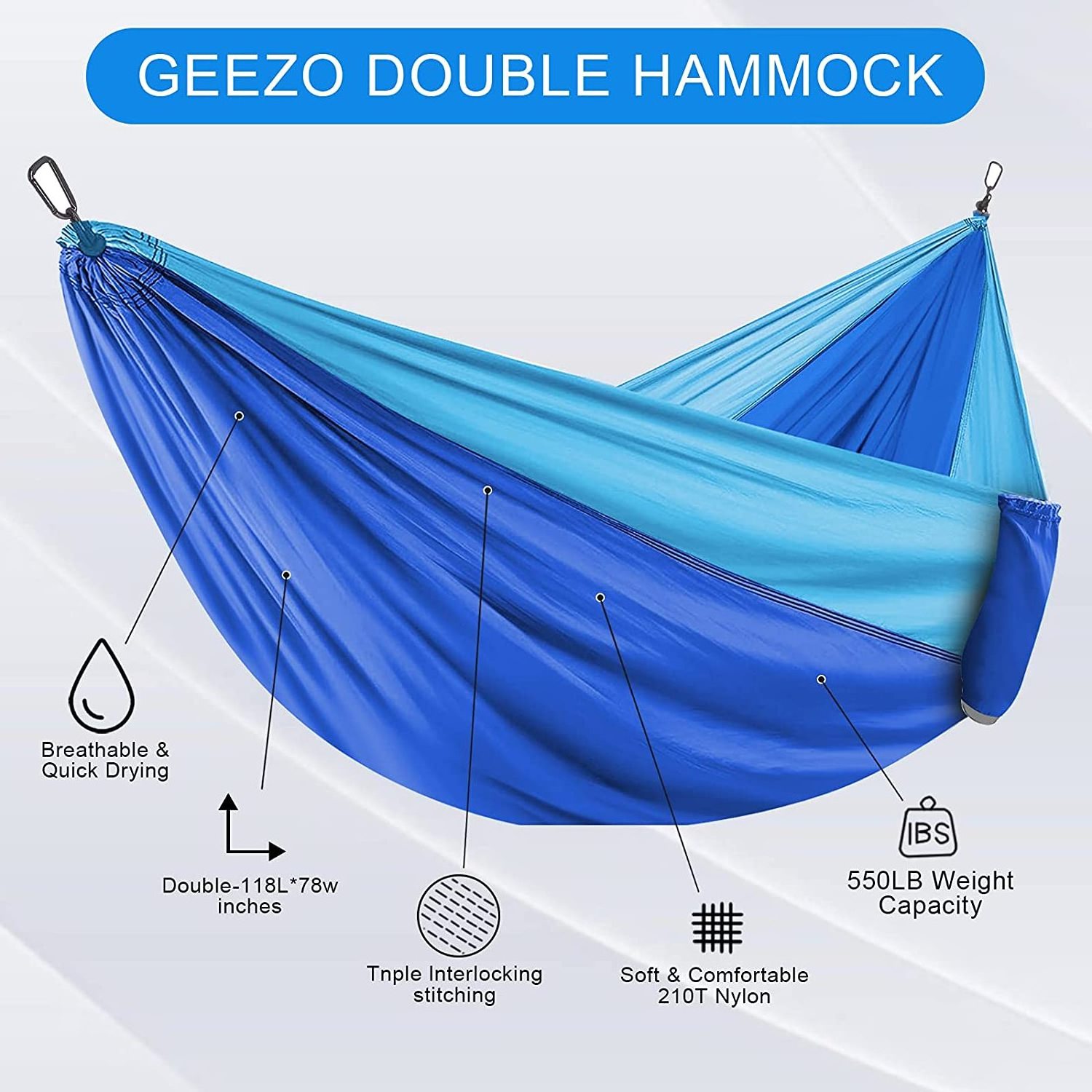 WOQI Factory Direct Ultralight Single camping hammock with Tree Straps For Garden&Outdoor