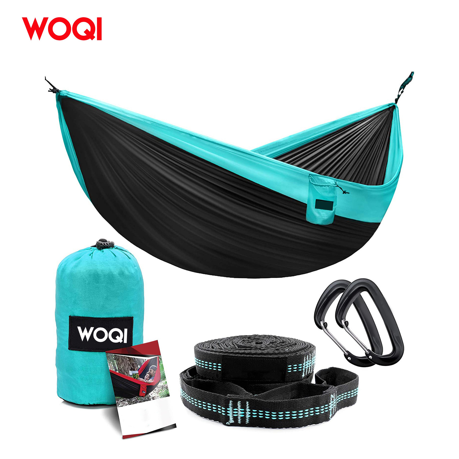 WOQI 210T Nylon Single Double Outdoor Portable Ultralight Camping double hammock Adjustable Tree Straps