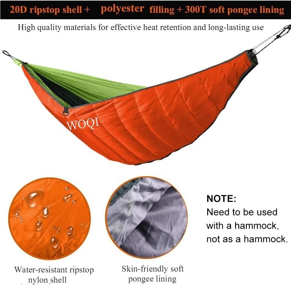 WOQI Ultralight Underquilted Sleeping Bag Hammock with Filling Down or Cotton for Camping Hiking